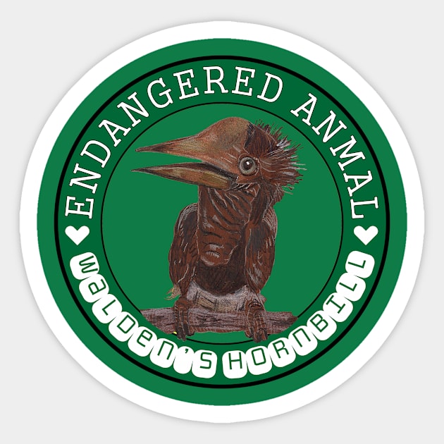 Walden's hornbill, endangered animal in the world Sticker by The world through children's eyes